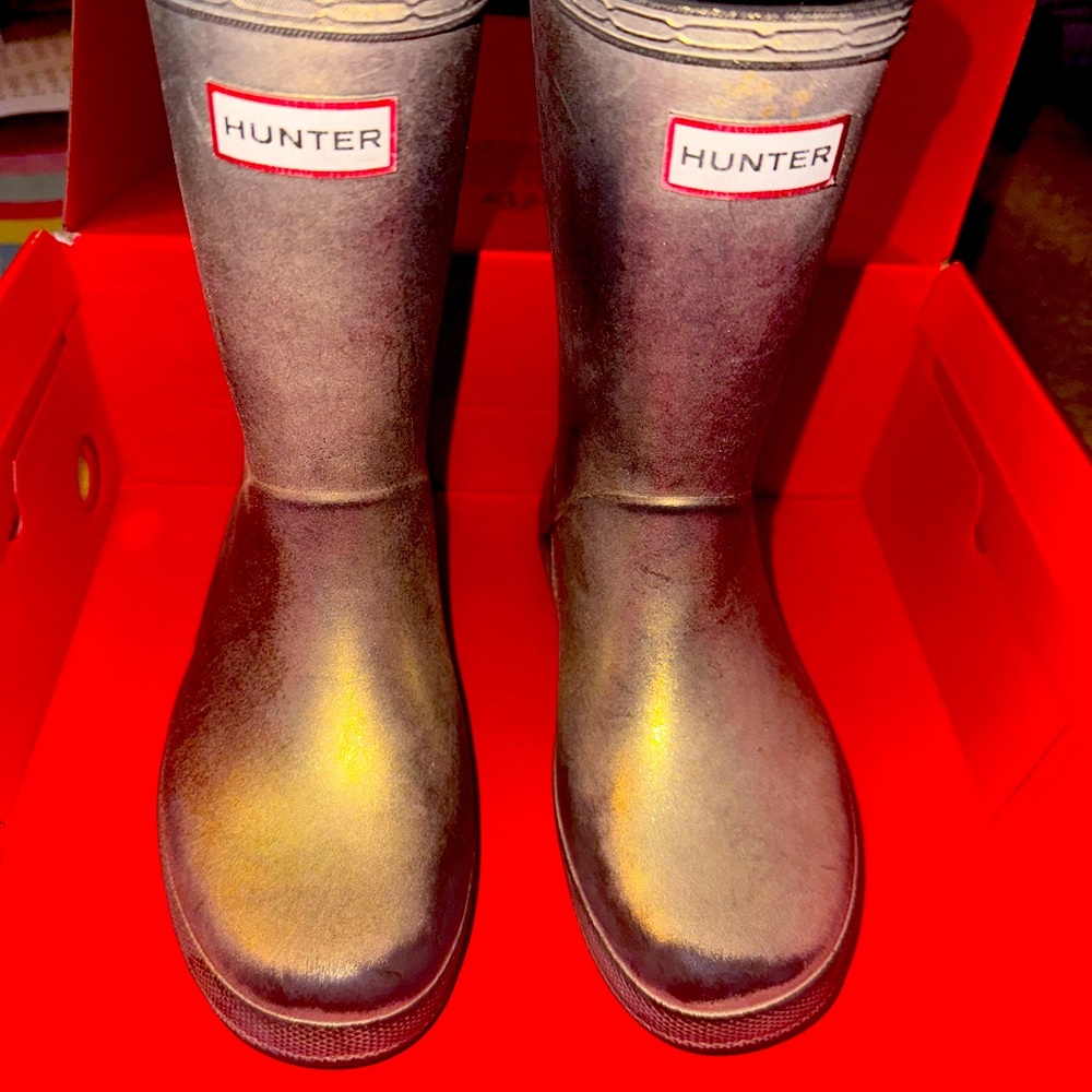 Nebula gold and black girls hunter rain boots